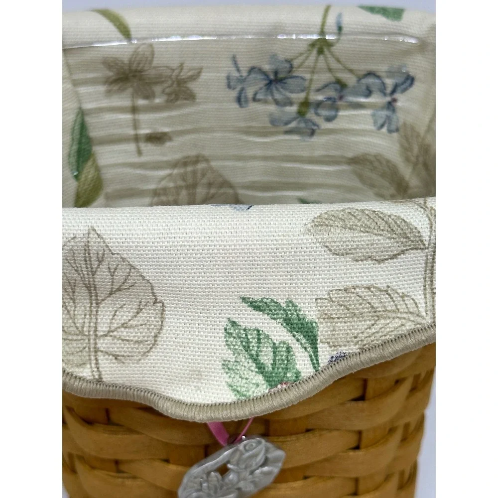 VTG Longaberger Horizon of Hope Basket Brown Woven Wood Lid Liner Tie-On 2004